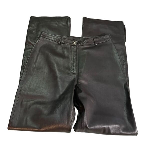 St. John Brown Italian Leather Pants Sz 6 - Picture 1 of 9